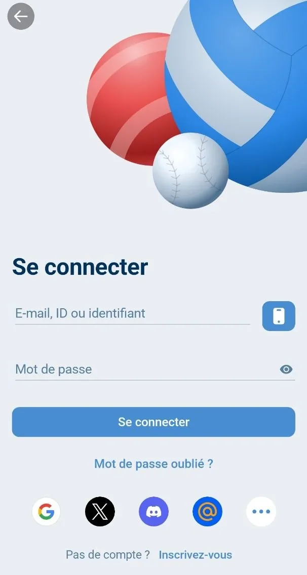 Connexion 1xBet dans l'application : e-mail ou ID, mot de passe et réseaux sociaux