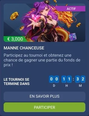 Tournoi casino 1xBet « Manne chanceuse » : cagnotte de 3 000 € et compte à rebours