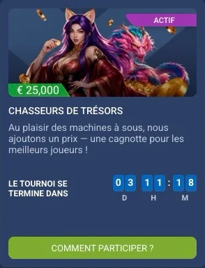 Tournoi casino 1xBet « Chasseurs de trésors » : cagnotte de 25 000 € et compte à rebours
