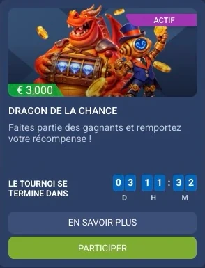 Tournoi casino 1xBet « Dragon de la chance » : cagnotte de 3 000 € et compte à rebours